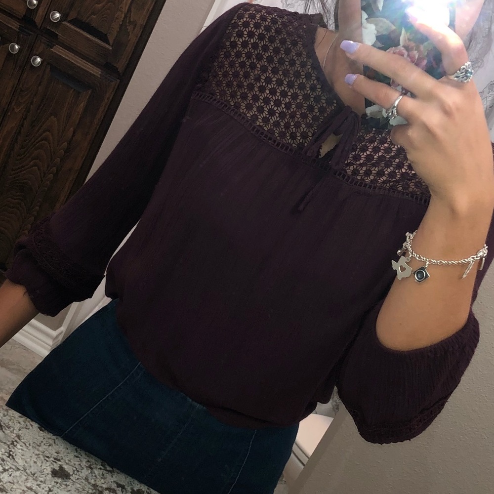 Burgundy lace blouse